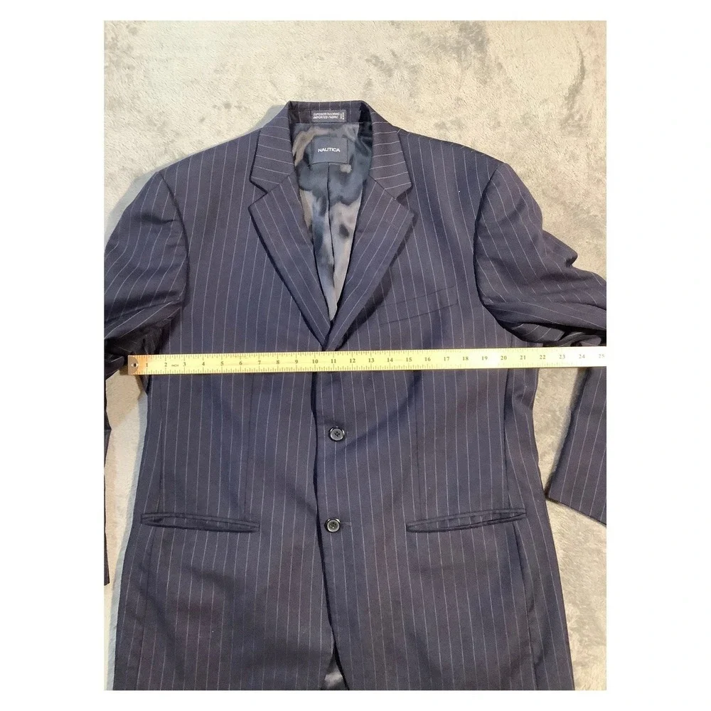 Nautica Men's Pinstripe‎ Blazer Navy Wool Blend Size 42